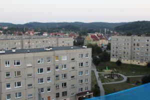 Widok z wieży kościoła, parafia Św. Brata Alberta w Świebodzicach